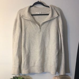 Knit quarter zip cream sweater